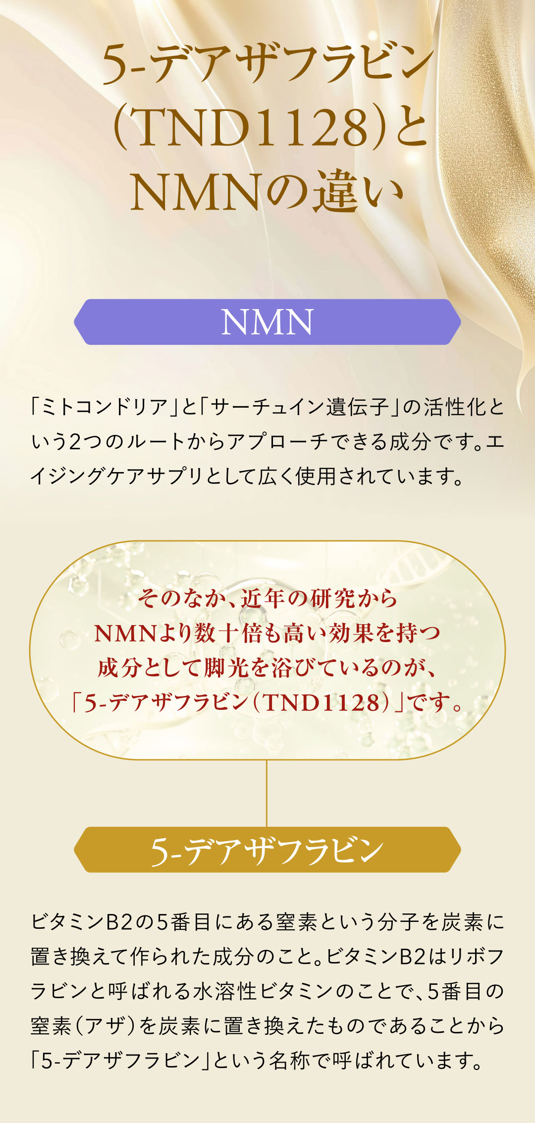 5-デアザフラビン（TND1128）とNMNの違い